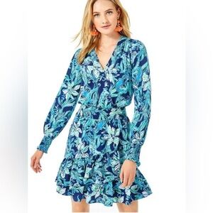 Lilly Pulitzer Cristiana Stretch Dress High Navy Take it or Leaf it 4